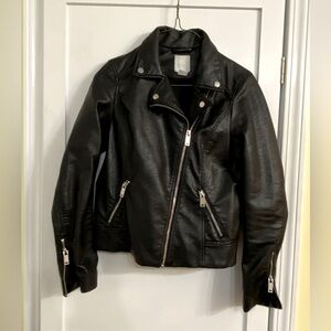 Women’s black motorcycle jacket